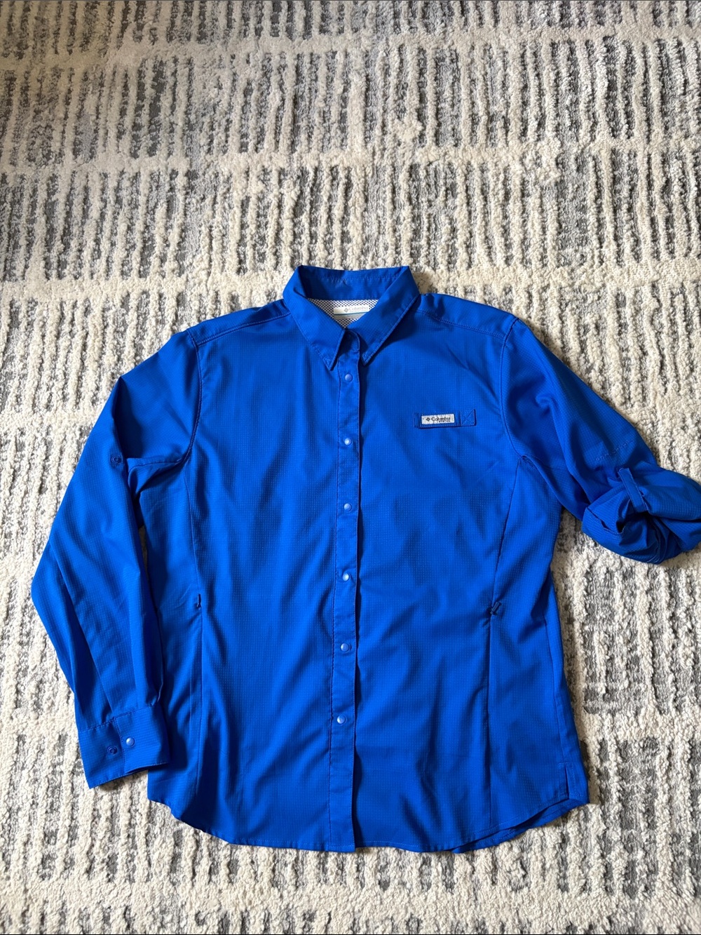 Women’s Columbia PFG Royal Blue Long Sleeve Snap Performance Shirt